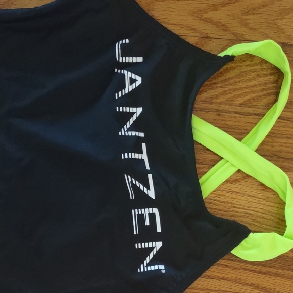 Jantzen Black Tankini with Neon Green Accents - Picture 2 of 9